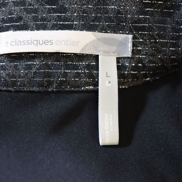 Classiques Entier Black Sleeveless Mini Swing Cocktail Dress Sparkly Metallic LG - Picture 12 of 14